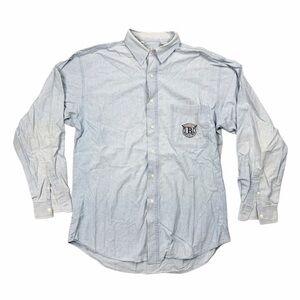Vintage Bugle Boy Co Oxford Shirt Mens Large Light Blue Crest Patch 90s Preppy